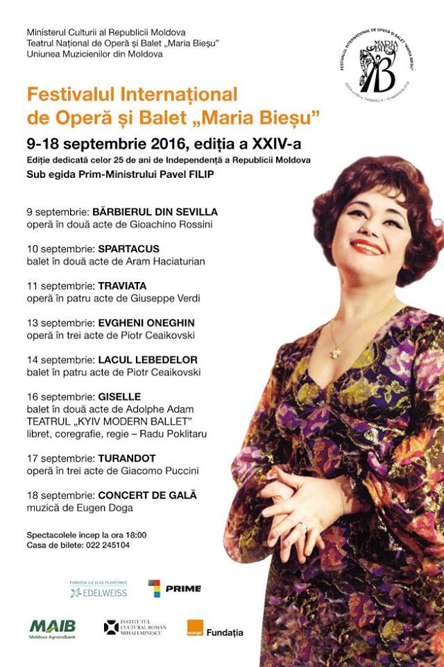Festivalul Internațional de Operă și Balet "Maria Bieșu" Ediția a XXIV-a, 9-18 septembrie 2016
