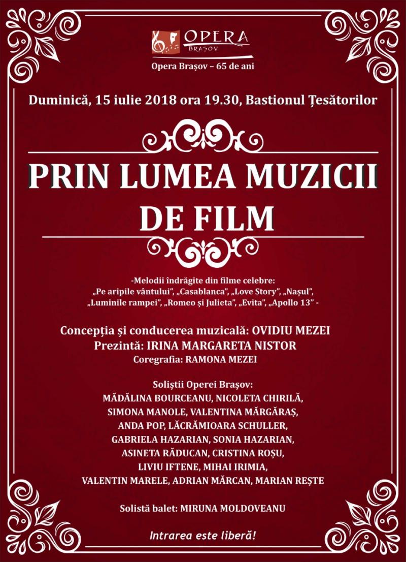 "Prin lumea muzicii de film" - un nou eveniment estival al Operei Brașov