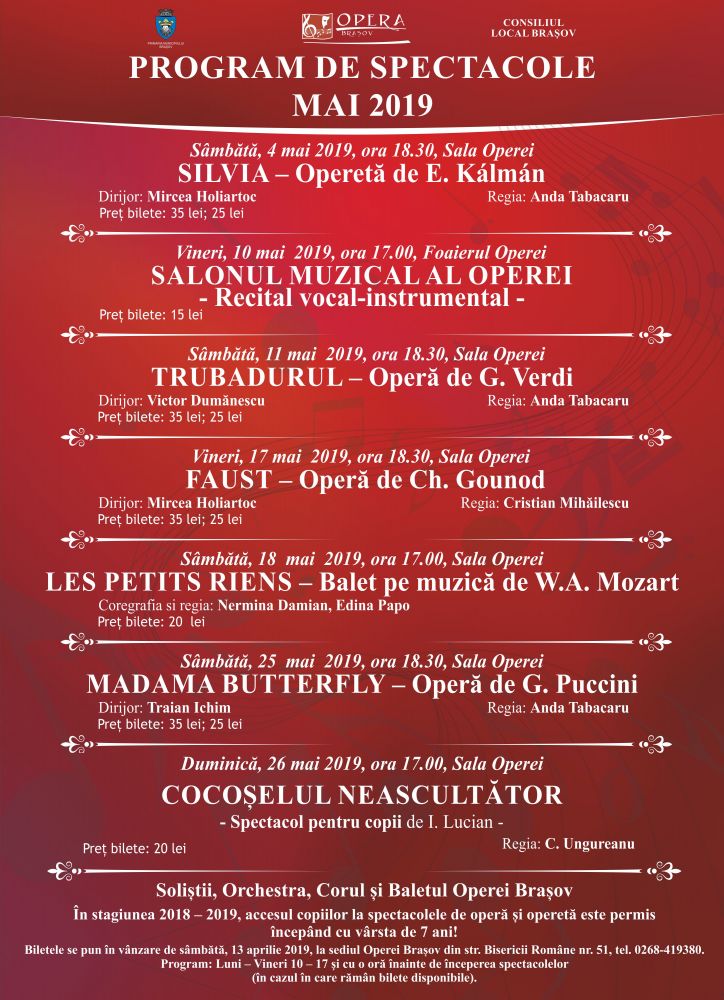 Program de spectacole - Mai 2019