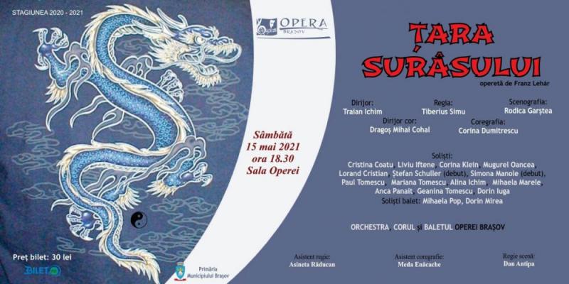 Opera Brașov - „Țara Surâsului”, 15 mai 2021, în sală!