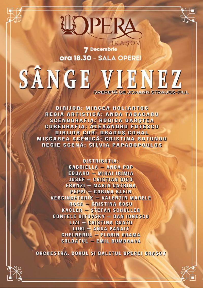 „Sânge vienez” deschide luna cadourilor muzicale la Opera Brașov