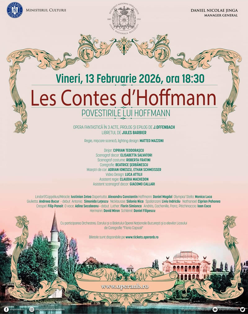 Vă invităm la „Povestirile lui Hoffmann”, un spectacol plin de magie, mister și poezie