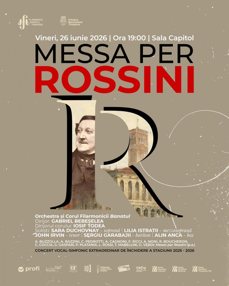 Messa per Rossini – în primă audiție în România,  în închiderea stagiunii Filarmonicii Banatul Timișoara